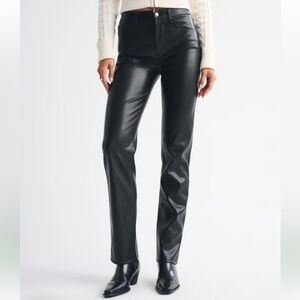 Abercrombie & Fitch Black Vegan Leather High Rise 90s Straight Pant 32/14